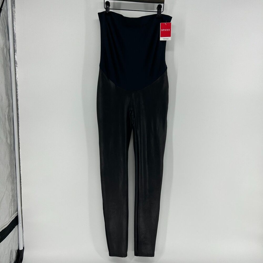 NWT Spanx Mama Faux Leather Leggings Women's S Maternity Shapewear Very Black